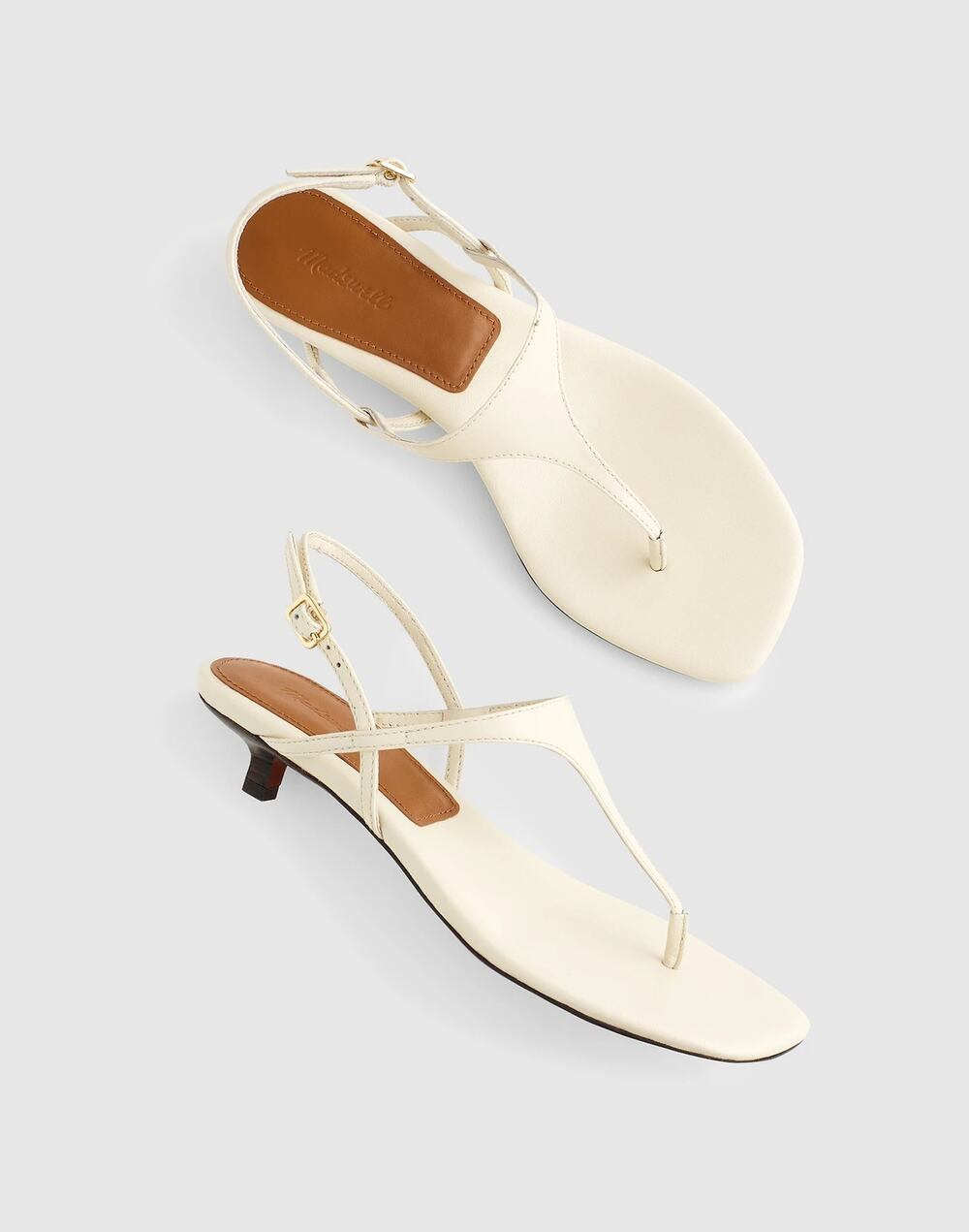 Madewell The Chiara Kitten Heel Slingback Sandal Vintage Muslin Size 9.5 NWOB